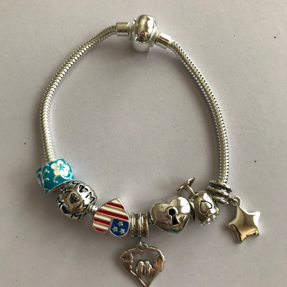 Silver charms bracelet